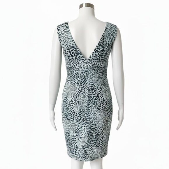 BCBGMAXAZRIA Teal Green Abstract Bodycon Sweetheart Ruched Twist-Knot Dress Sz S - Picture 6 of 15